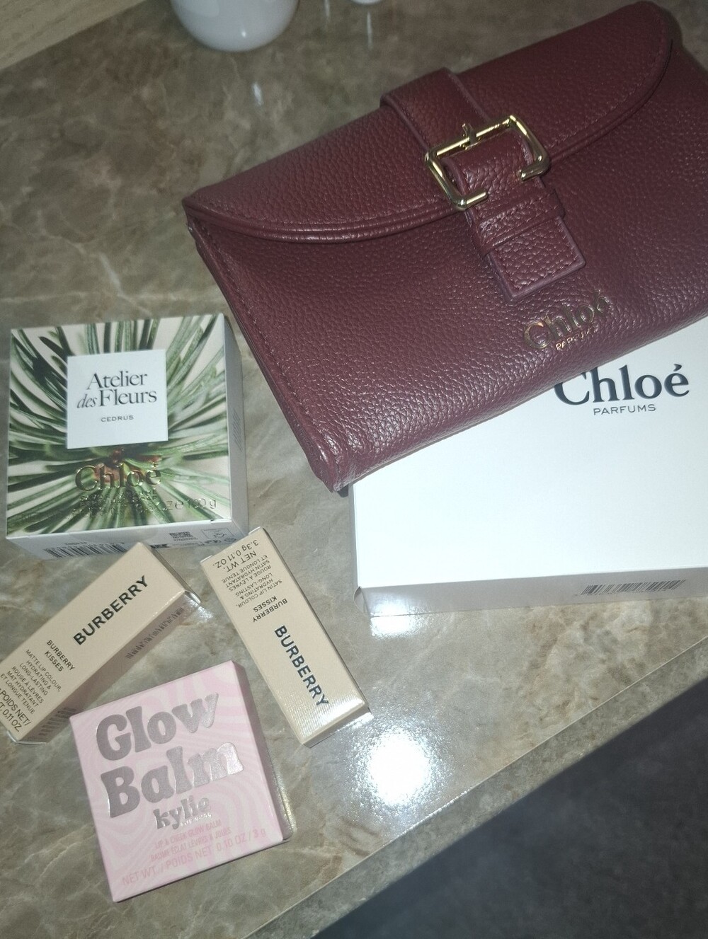 Bundle,BURBERRY LIPSTICKS, KYLIE LIP AND CHEEK, MAKEUPBAG/WALLET BY CHLOE, SOAP